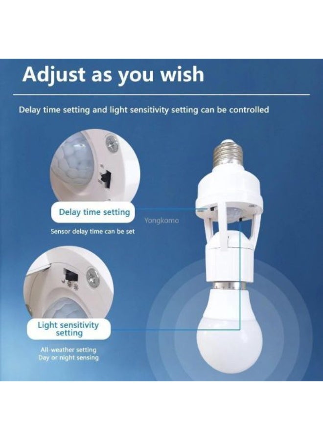 حامل مصباح بمستشعر حركة PIR وقاعدة E27 للاستخدام الداخلي مع ضبط الوقت والضوء ‎ - Image 1